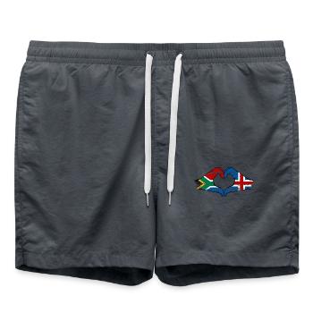 Afrique du Sud Islande Drapeau Mains Coeur Forme Utilisé - Short de bain - charbon - Devant - AI Model Male 185 light (185cm)
