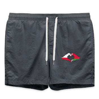 Polen Belarus Flagge Hände Herzform used - Badeshorts - Anthrazit - Vorne - AI Model Male 185 light (185cm)