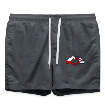 Poland Cuba Flag Hands Heart Shape Used - Swim Trunks - anthracite - Front - AI Model Male 185 light (185cm)