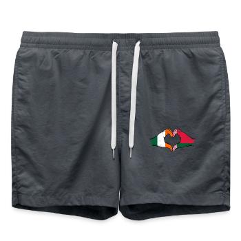 Irlande Biélorussie drapeau mains coeur forme utilisé - Short de bain - charbon - Devant - AI Model Male 185 light (185cm)