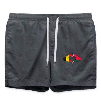 Belgium Belarus Flag Hands Heart Shape - Swim Trunks - anthracite - Front - AI Model Male 185 light (185cm)