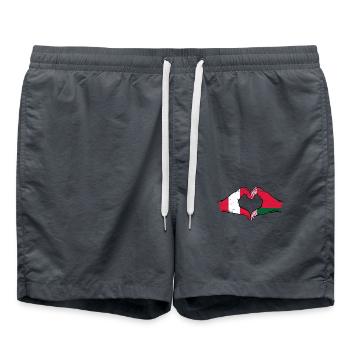 Peru Belarus Flagge Hände Herzform used - Badeshorts - Anthrazit - Vorne - AI Model Male 185 light (185cm)