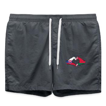 Slowakei Belarus Flagge Hände Herzform used - Badeshorts - Anthrazit - Vorne - AI Model Male 185 light (185cm)