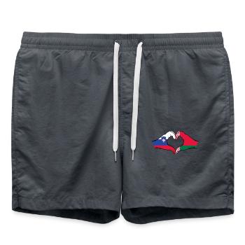 Slovénie Biélorussie drapeau mains coeur - Short de bain - charbon - Devant - AI Model Male 185 light (185cm)