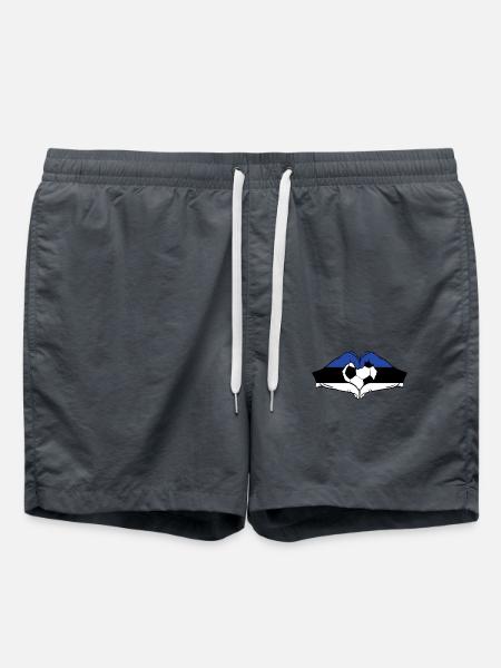 Estland Flagge Fußball Hände Herzform - Badeshorts - Anthrazit