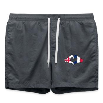 Georgia France Flag Hands Heart Shape used - Swim Trunks - anthracite - Front - AI Model Male 185 light (185cm)