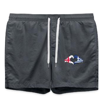 Georgia Greece Flag Hands Heart Shape Used - Swim Trunks - anthracite - Front - AI Model Male 185 light (185cm)