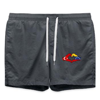 Türkiye Venezuela Flag Hands Heart Shape - Swim Trunks - anthracite - Front - AI Model Male 185 light (185cm)
