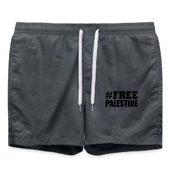 Free palestine - Short de bain - charbon - Devant - AI Model Male 185 light (185cm)