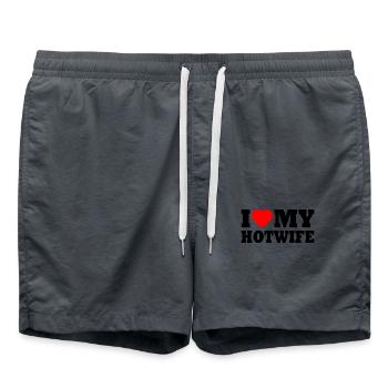 I love my hotwife - Swim Trunks - anthracite - Front - AI Model Male 185 light (185cm)