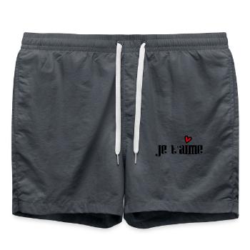 LOVE. COUPLE. JUST MARRIED. Bachelorette party. VALENTINE'S DAY. - Swim Trunks - anthracite - Front - AI Model Male 185 light (185cm)