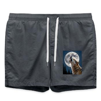 Loup hurlant Pleine lune Lune Nature Nuit épique - Short de bain - charbon - Devant - AI Model Male 185 light (185cm)