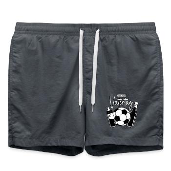 Unser erster Vatertag (Fußball Papa Sohn Baby) - Badeshorts - Anthrazit - Vorne - AI Model Male 185 light (185cm)