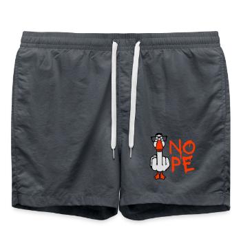 Goose Nope Middle Finger Nerd Geek Horn-Rimmed Glasses Smart - Swim Trunks - anthracite - Front - AI Model Male 185 light (185cm)