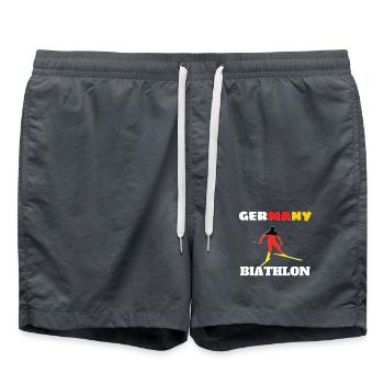 Silhouette biathlète avec drapeau Allemand - Short de bain - charbon - Devant - AI Model Male 185 light (185cm)