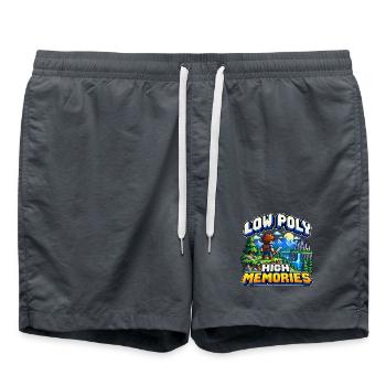 Low Poly – Hohe Erinnerungen - Badeshorts - Anthrazit - Vorne - AI Model Male 185 light (185cm)
