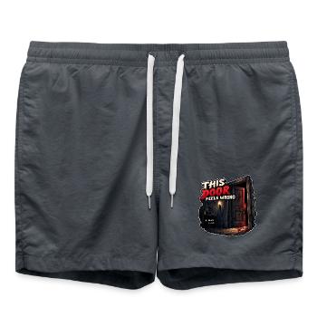 Diese Tür fühlt sich falsch an – Survival-Horror - Badeshorts - Anthrazit - Vorne - AI Model Male 185 light (185cm)