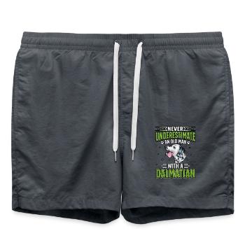 Never underestimate an old man with a dalmatian - Badeshorts - Anthrazit - Vorne - AI Model Male 185 light (185cm)
