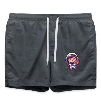 Astronaut girl with pizza - Swim Trunks - anthracite - Front - AI Model Male 185 light (185cm)