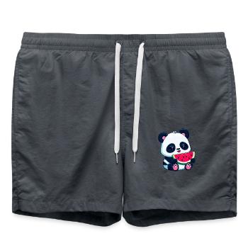 Cute panda eats watermelon - Swim Trunks - anthracite - Front - AI Model Male 185 light (185cm)