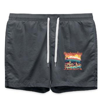 Montego Bay Vibes: Grunge Style Jamaica Design - Swim Trunks - anthracite - Front - AI Model Male 185 light (185cm)