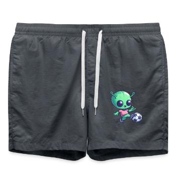 Soccer Playing Alien: Green Galaxy Meets - Swim Trunks - anthracite - Front - AI Model Male 185 light (185cm)