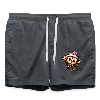 Cooler Schimpanse Eishockeyspieler - Eisarena-Meis - Badeshorts - Anthrazit - Vorne - AI Model Male 185 light (185cm)