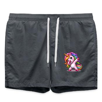 Dabbing Einhorn Dab Move Tanzende Regenbogen Einhorn - Badeshorts - Anthrazit - Vorne - AI Model Male 185 light (185cm)