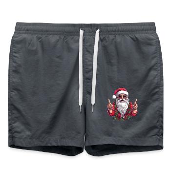 Groovy lustiger Weihnachtsmann mit Bart und Mütze - Badeshorts - Anthrazit - Vorne - AI Model Male 185 light (185cm)