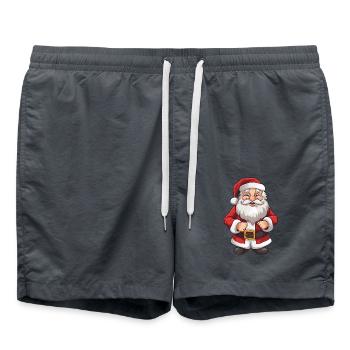 Putziger Weihnachtsmann mit Bart und Mütze - Badeshorts - Anthrazit - Vorne - AI Model Male 185 light (185cm)