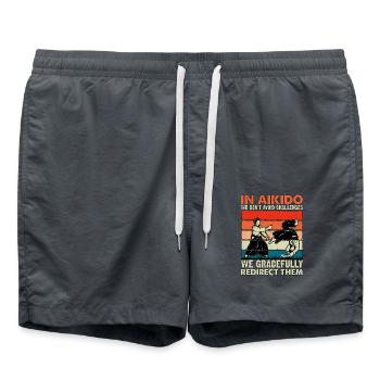 En Aïkido, nous ne mettons pas au défi avec grâce - Short de bain - charbon - Devant - AI Model Male 185 light (185cm)