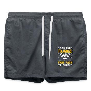 Wing Chun Pyjama, der es in sich hat - Badeshorts - Anthrazit - Vorne - AI Model Male 185 light (185cm)