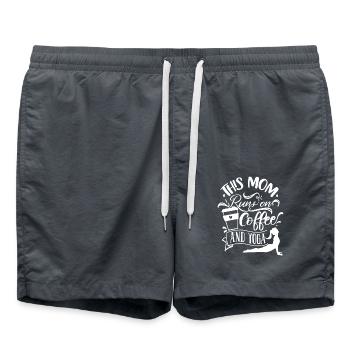 This Mom runs on Coffee and Yoga - Swim Trunks - anthracite - Front - AI Model Male 185 light (185cm)