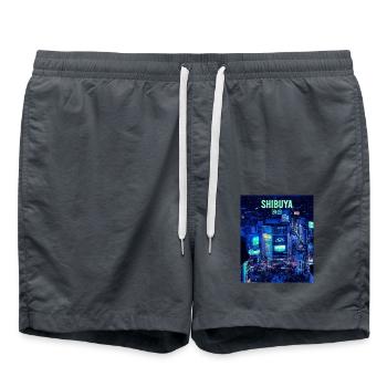 Shibuya, Tokyo - Swim Trunks - anthracite - Front - AI Model Male 185 light (185cm)