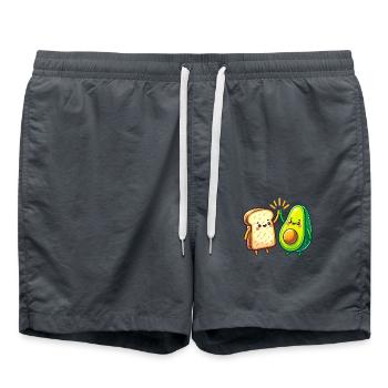 Avocado Toast Kawaii Légumes Petit-déjeuner Nourriture Végétalien - Short de bain - charbon - Devant - AI Model Male 185 light (185cm)