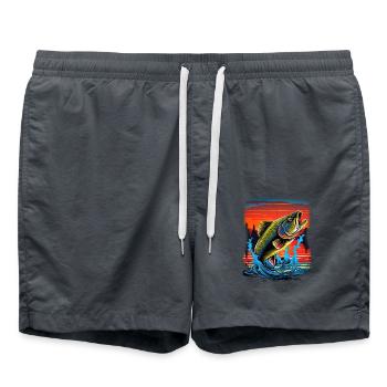 Barsch-Fisch - Badeshorts - Anthrazit - Vorne - AI Model Male 185 light (185cm)