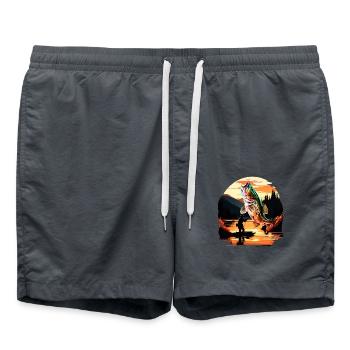 Barsch-Fisch - Badeshorts - Anthrazit - Vorne - AI Model Male 185 light (185cm)