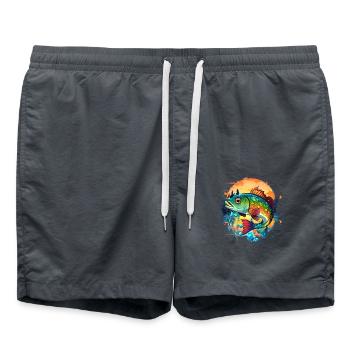 Barsch-Fisch - Badeshorts - Anthrazit - Vorne - AI Model Male 185 light (185cm)