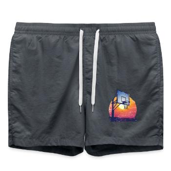 Silhouette de basket-ball coucher de soleil - Short de bain - charbon - Devant - AI Model Male 185 light (185cm)