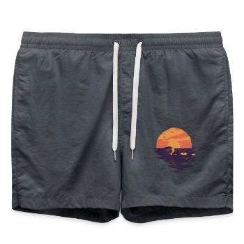 Sonnenuntergang Vinyl Retro Charme - Badeshorts - Anthrazit - Vorne - AI Model Male 185 light (185cm)