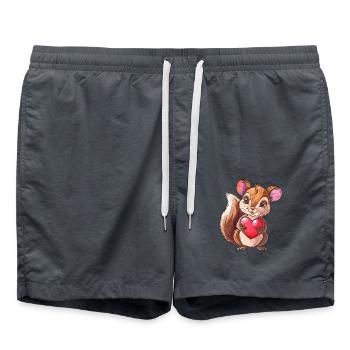 Cute Squirrel Holding a Heart - Badeshorts - Anthrazit - Vorne - AI Model Male 185 light (185cm)
