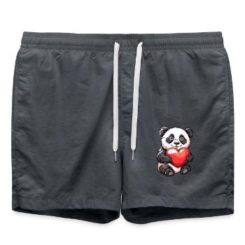 Adorable Panda Holding Heart Cartoon Illustration - Badeshorts - Anthrazit - Vorne - AI Model Male 185 light (185cm)