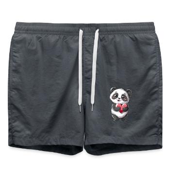 Adorable Panda tenant un coeur - Mignon Panda Kawaii - Short de bain - charbon - Devant - AI Model Male 185 light (185cm)