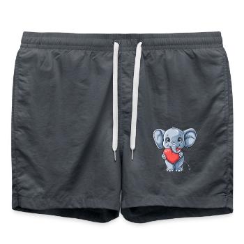 Éléphant mignon tenant une illustration de coeur pour - Short de bain - charbon - Devant - AI Model Male 185 light (185cm)