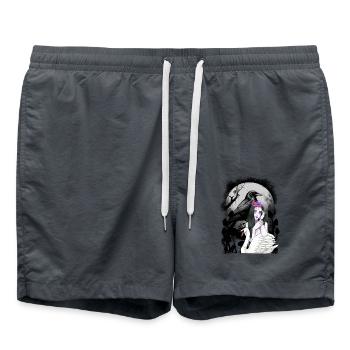 mystical swan fairy tale fairy tale character raven - Swim Trunks - anthracite - Front - AI Model Male 185 light (185cm)