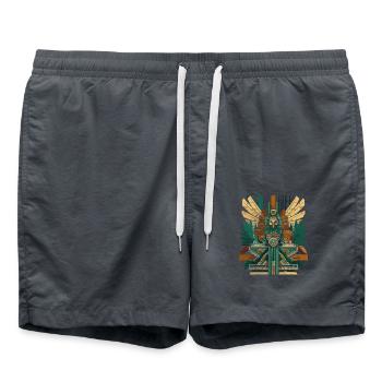 Dieu maya mythologie maya Ek Chuah Oeuvre - Short de bain - charbon - Devant - AI Model Male 185 light (185cm)