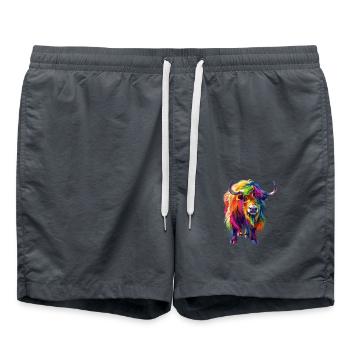 Yak coloré : œuvre d’art colorée - Short de bain - charbon - Devant - AI Model Male 185 light (185cm)