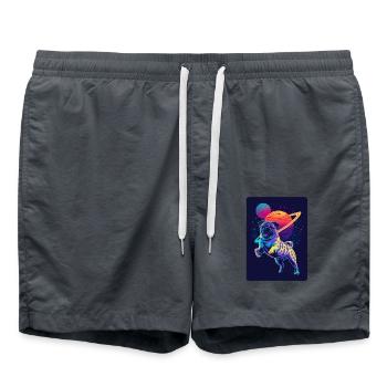 Animal Art Planet Fantasy Artwork with Pug in the - Swim Trunks - anthracite - Front - AI Model Male 185 light (185cm)