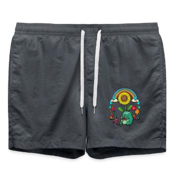 Sonnenblume Regenbogen Frosch Frösche Stricken - Badeshorts - Anthrazit - Vorne - AI Model Male 185 light (185cm)