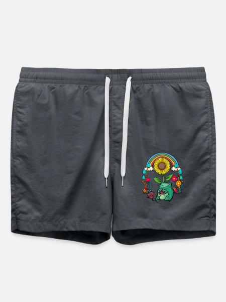 Sonnenblume Regenbogen Frosch Frösche Stricken - Badeshorts - Anthrazit